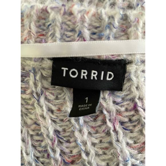 Torrid Sweater Pullover V Neck Ribbed Knit Multicolor - Picture 9 of 11